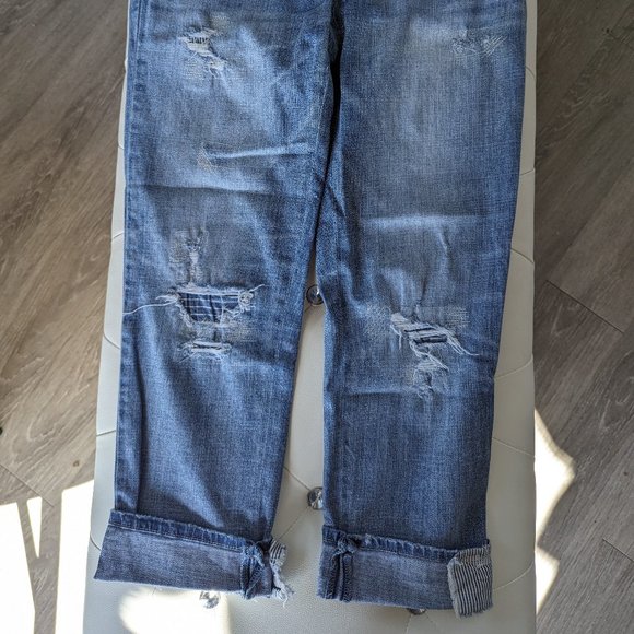 #201 WHBM Jeans Size 4S - Straight Capri Pants - Black & White Stripes Cuff - Picture 7 of 11